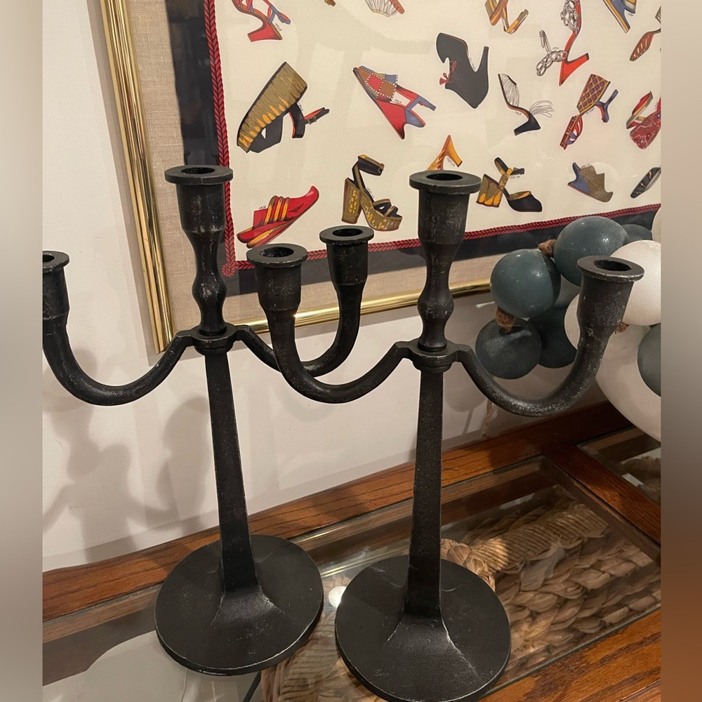 Set of 2 Pottery Barn Wrought Iron Candelabrum